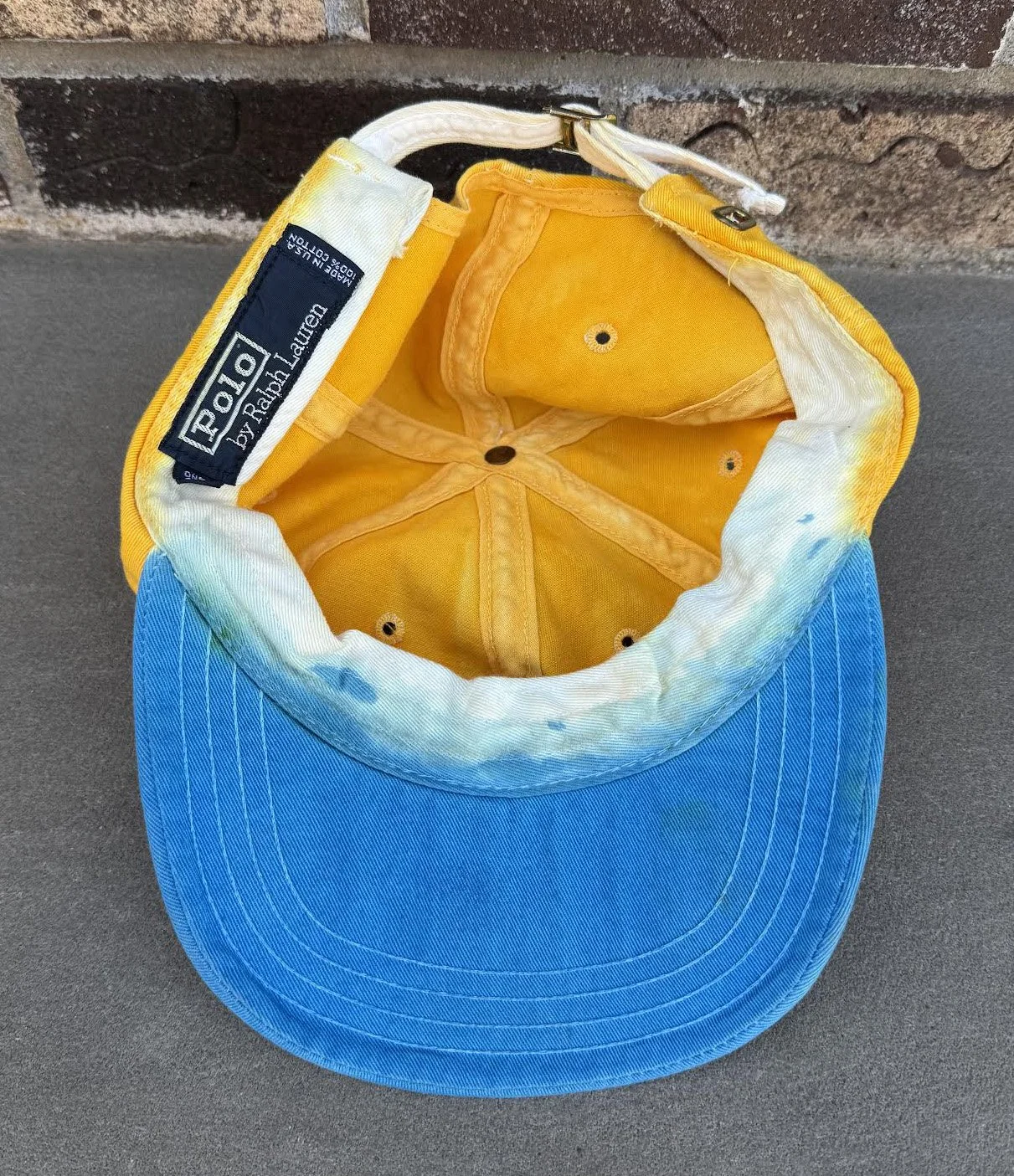 Vintage Polo Ralph Lauren Yellow / Blue Brim Hat NWOT — RootsBK